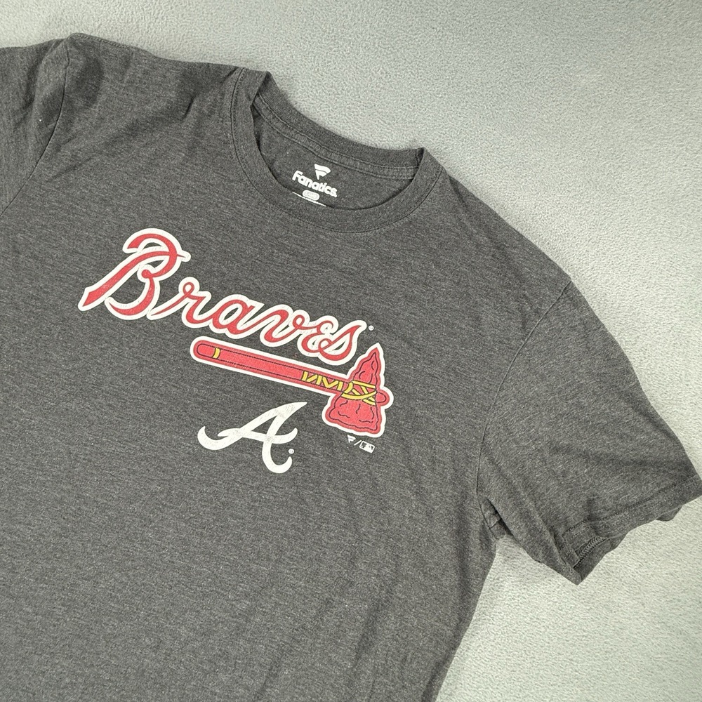 Atlanta Braves Shirt Mens Large Gray Fanatics MLB Baseball Tee Merchandise